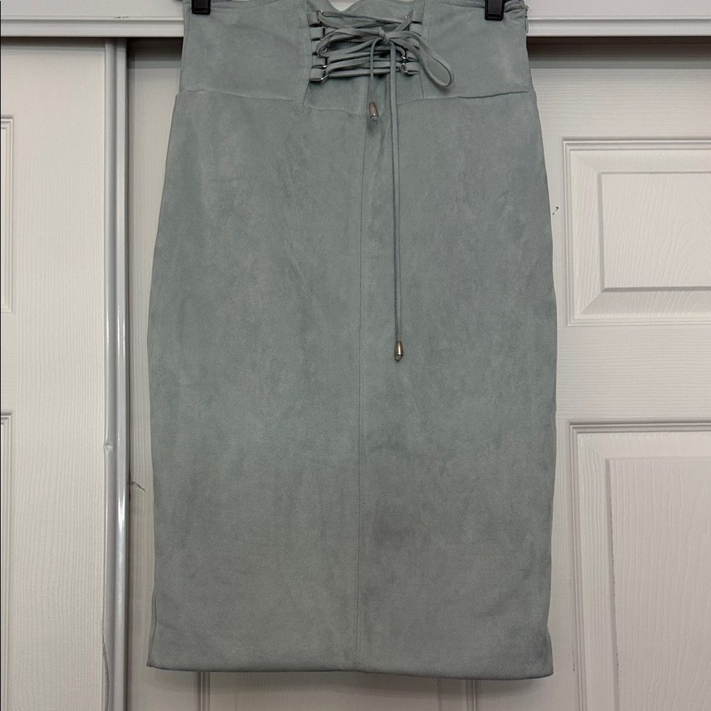 Forever 21 Suede Lace-Up Pencil Skirt Sleek Minimal Look